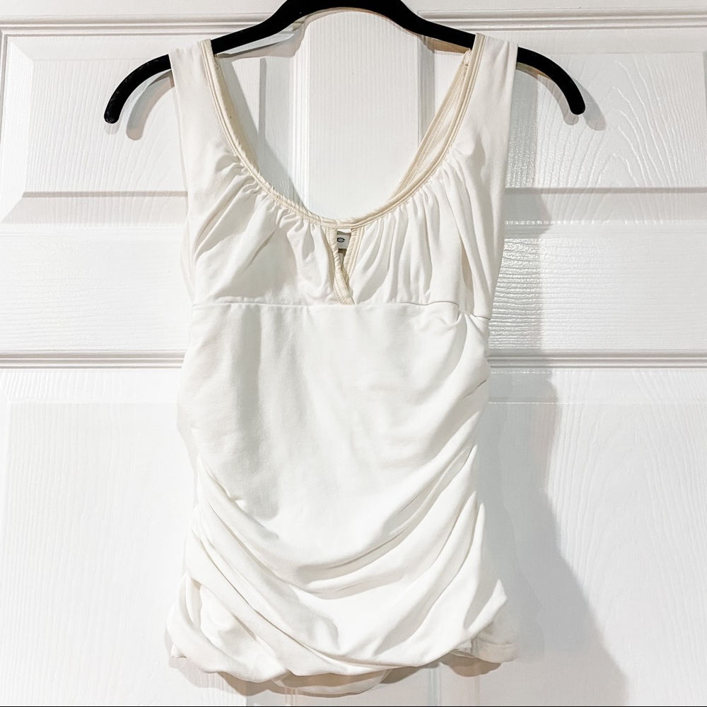 Off white, ruched bebe tank top